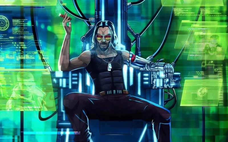 cyberpunk keanu reeves on his throne