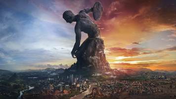 huge statue above ancient city