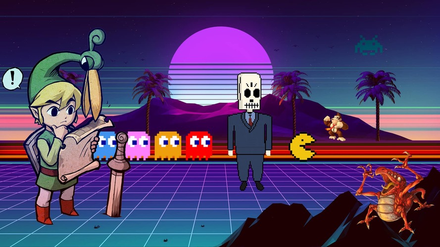old school video games 80s retrowave background