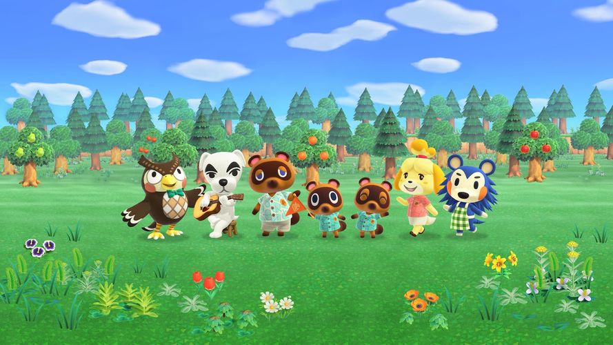 seven beloved characters of animal crossing new horizons in front of a field